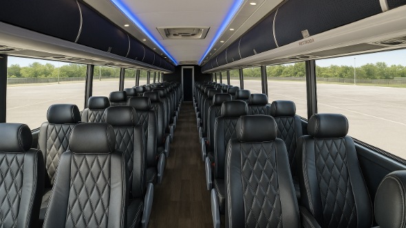 Interior of Charter Bus Company Oakland's 55 Passenger Charter Bus in Oakland