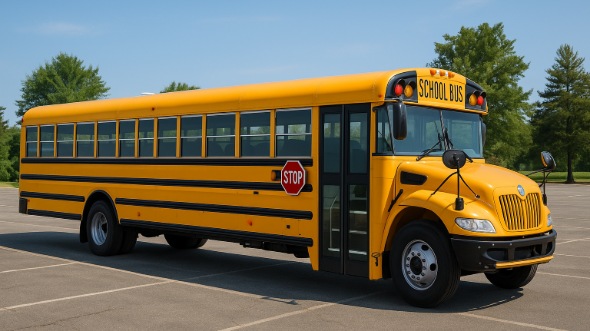 Exterior of Charter Bus Company Oakland's School Bus in Oakland
