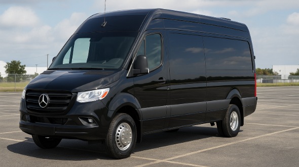 Exterior of Charter Bus Company Fremont's Sprinter Van Rental With Driver in Fremont